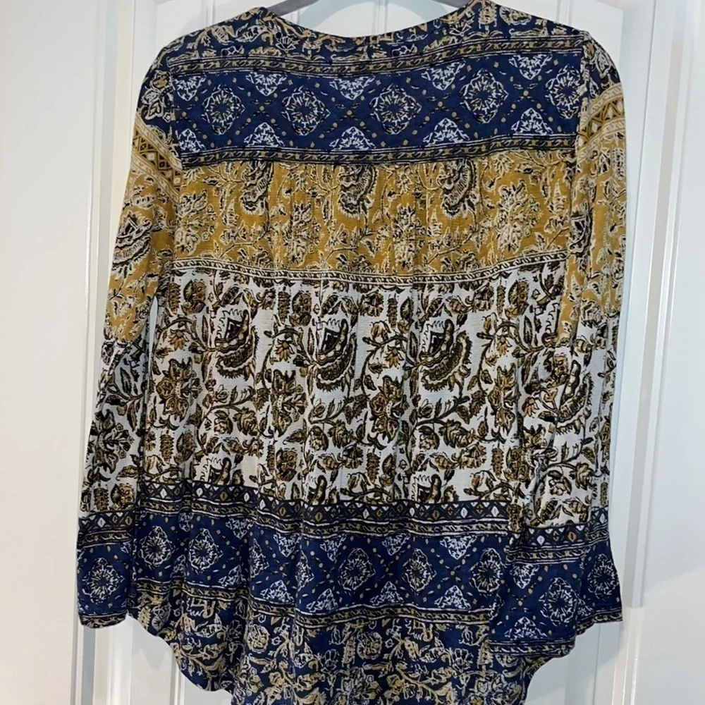 Lucky brand NWT boho hippie western lace up tassel blouse size small